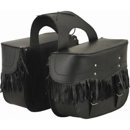 Alforjas de cuero con flecos Goyamoto 24 litros GM-270 color negro