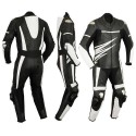 Mono de moto 1 pieza Goyamoto GM-185 color negro-blanco triple titanio