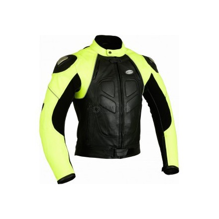 Chaqueta de cuero Goyamoto GM-163 amarilla flúor