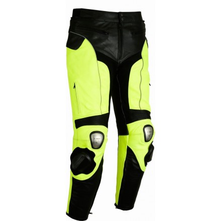 Pantalón de cuero Goyamoto GM-154 amarillo fluor