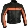Chaqueta de cuero Goyamoto GM-175 color negro-naranja