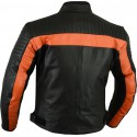 Chaqueta de cuero Goyamoto GM-175 color negro-naranja
