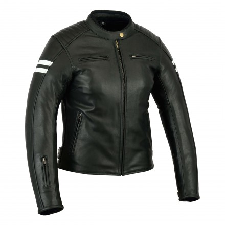 Chaqueta de cuero mujer Bstar BSM-2026 negra-blanca