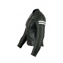 Chaqueta de cuero mujer Bstar BSM-2026 negra-blanca