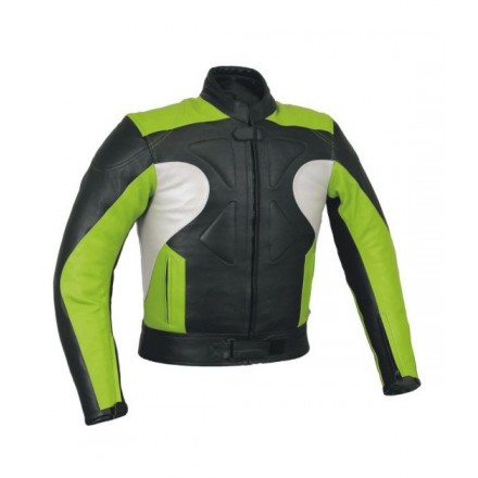 Chaqueta de cuero Goyamoto GM-174 verde Kawasaki