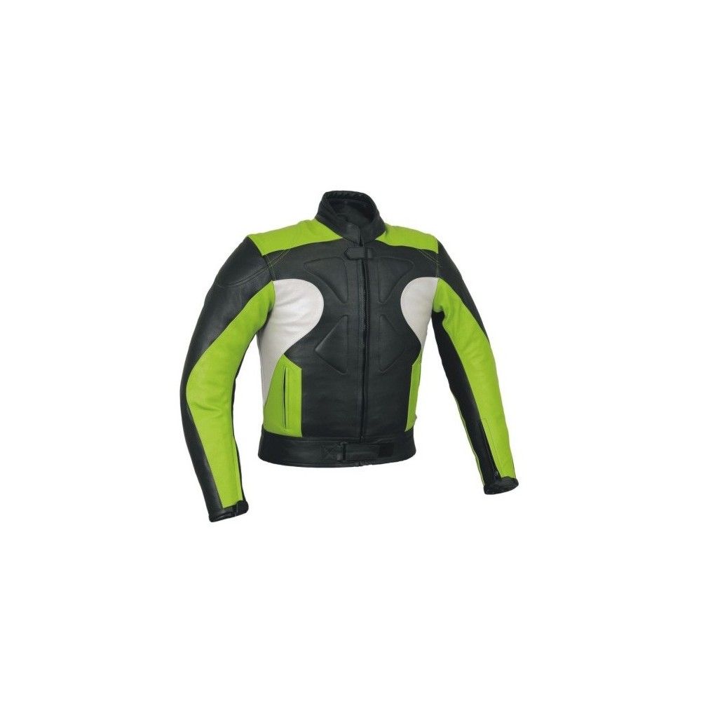 Chaqueta de cuero GM-174 verde Kawasaki