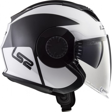 Casco jet LS2 Verso Mobile blanco-negro outlet moto Hospitalet