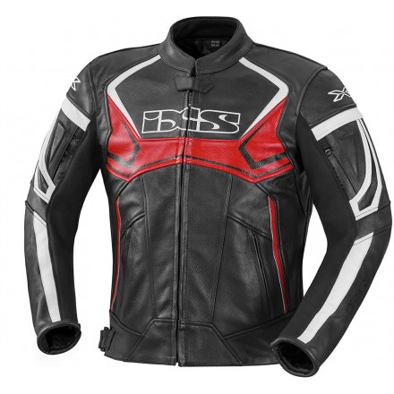 Chaqueta de cuero IXS Hype negro-rojo