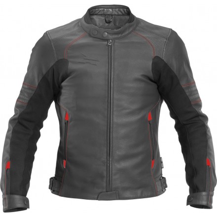 Chaqueta de cuero AXO Osaka negro-rojo
