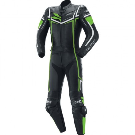 Mono de cuero 2 piezas IXS Ray Negro-Verde-Blanco
