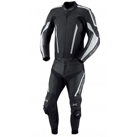 Mono de cuero 2 piezas IXS Kuma Rouven Negro-Blanco