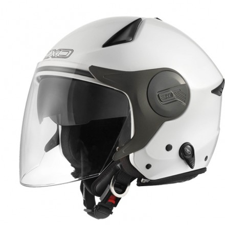 Casco moto jet AXO Polis Visor Solar blanco