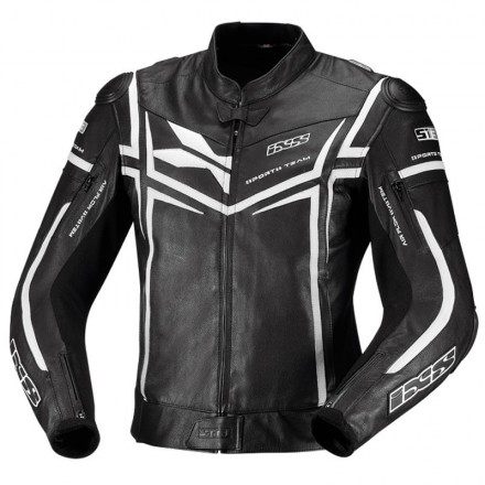 Chaqueta de cuero IXS Sting negra blanca