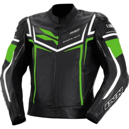 Chaqueta de cuero IXS Sting negra verde