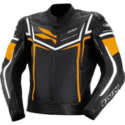 Chaqueta de cuero IXS Sting negra naranja