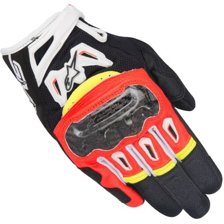 Guantes Alpinestars SMX-2 Air Carbon V2 Black Red Fluo White Yellow Fluo