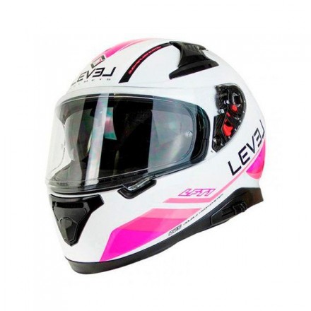 Casco moto integral Level LFT1 Alizze Blanco Rosa