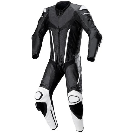 Mono de moto 1 pieza Compilo MC-2053 negro-blanco