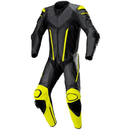 Mono de moto 1 pieza Compilo MC-2053 negro-amarillo flúor