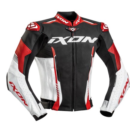 Chaqueta cuero IXON Vortex 2 blanco negro rojo