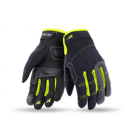 Guantes verano hombre Seventy SD-C48 negro-amarillo flúor
