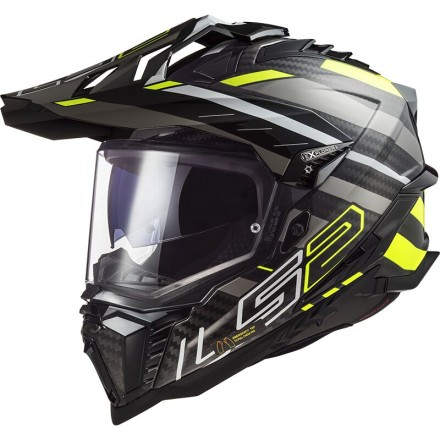 Casco LS2 MX 701 Explorer Carbon 2206 EDGE GL.BLACK H-V YELLOW