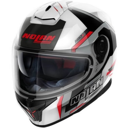 Casco Nolan N80-8 Wanted N-Com Metal White / Red / Black / Silver