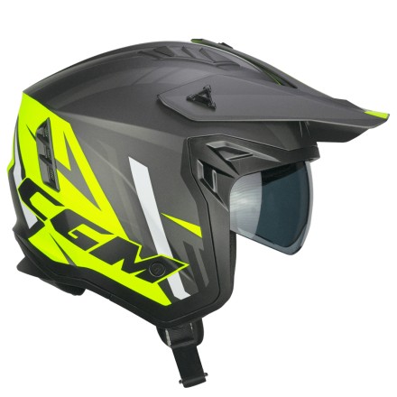 Casco jet-trial CGM 155X Rush Sprint Grafite Giallo fluo opaco