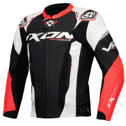 Chaqueta cuero IXON Vortex 3 blanco negro rojo