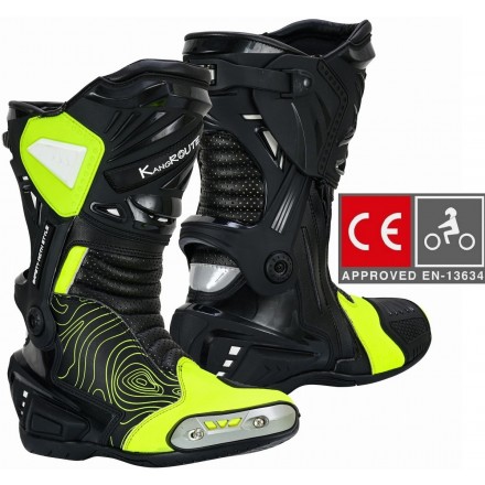 Botas moto racing KGT Assen amarillo flúor homologadas CE