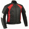 Chaqueta de cuero Goyamoto GM-166 color rojo-blanco-negro