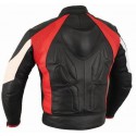 Chaqueta de cuero Goyamoto GM-166 color rojo-blanco-negro