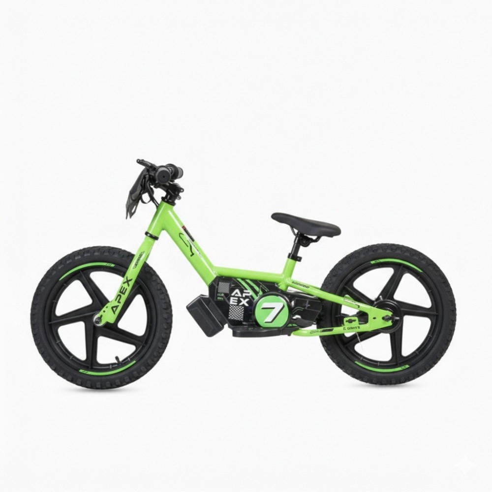 Bicicleta eléctrica infantil Apex 7 verde 12" barata tienda Hospitalet