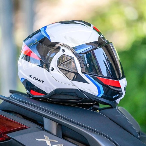 Casco LS2 FF901 Advant II Triple Blanco Azul Rojo en tienda Hospitalet