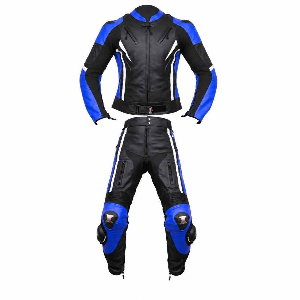 Mono de moto 2 piezas Compilo CM-1074 color negro-blanco-azul a precio de outlet