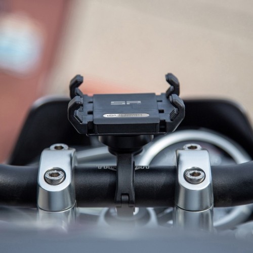 Kit Soporte móvil de manillar para moto SP Connect + abrazadera universal